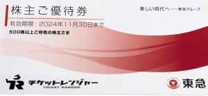 東急電鉄 株主優待冊子（未使用・Bunkamura ザ･ミュージアム入場券あり）500株以上　2024年11月30日期限