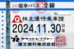 富士急行株主優待(定期型）電車・バス全線 2024年11月30日期限