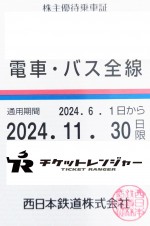 西日本鉄道（西鉄）株主優待（定期型）電車・バス全線 2024年11月30日期限
