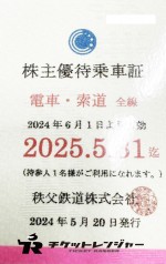 秩父鉄道 株主優待（定期型）電車・索道全線 2025年5月31日期限