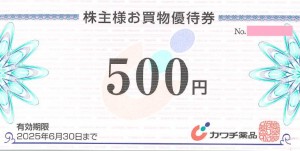 カワチ薬品株主優待券 500円券 2025年6月30日期限